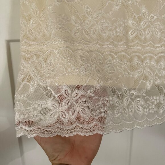 Vintage One West Women's Ivory Short Sleeve Lacey Blouse Sz XL Made In USA - Picture 3 of 8